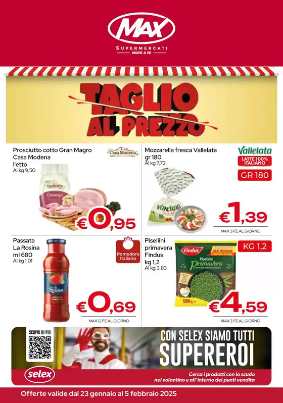 Volantino Max Supermercati a Mineo | Taglio al prezzo | 23/1/2025 - 5/2/2025