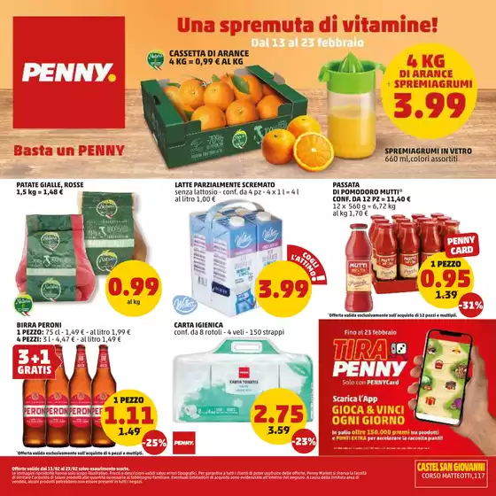 Volantino PENNY a Castel San Giovanni | Una spremuta di vitamine! | 13/2/2025 - 23/2/2025