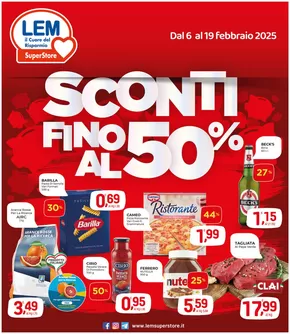 Offerte di Iper e super a Budrio | Sconti fino al 50% in Lem SuperStore | 6/2/2025 - 19/2/2025