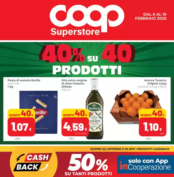 Volantino Superstore Coop a Trento | 40% su 40 prodotti  | 6/2/2025 - 19/2/2025