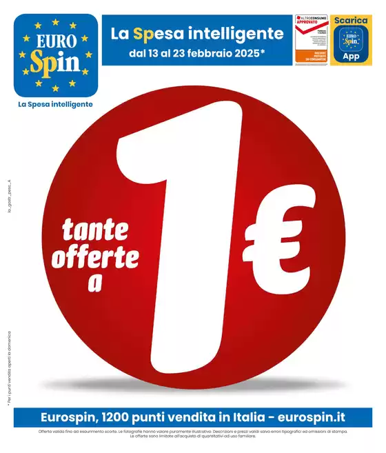 Volantino Eurospin a Genzano di Roma | Tante offerte a 1€ euro | 13/2/2025 - 23/2/2025