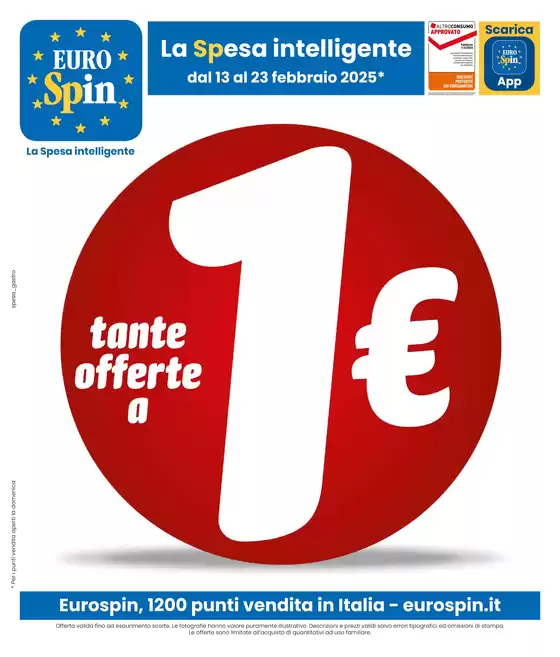 Volantino Eurospin a Chivasso | Tante offerte a 1€ euro | 13/2/2025 - 23/2/2025