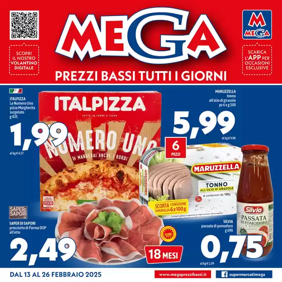 Volantino Supermercati Mega a Montebelluna | Prezzi bassi tutti i giorni  | 13/2/2025 - 26/2/2025