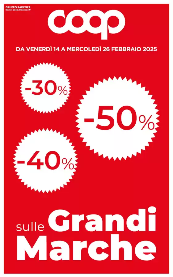 Volantino Coop a Mussomeli | 30% 40% 50% sulle grandi marche | 14/2/2025 - 26/2/2025