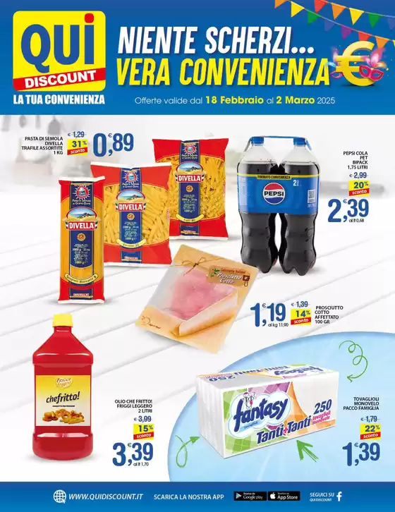 Volantino Qui Discount a Nocera Superiore | Niente scherzi... vera convenienza | 18/2/2025 - 2/3/2025