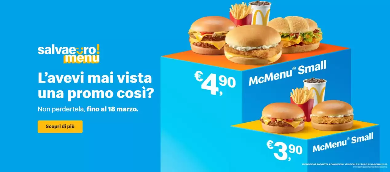 Volantino McDonald's a Montebello della Battaglia | Salvaeuro Menu | 20/2/2025 - 18/3/2025