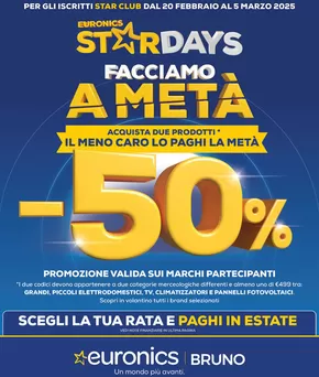 Volantino Euronics a Saronno | Facciamo a metà - Star Days | 20/2/2025 - 5/3/2025