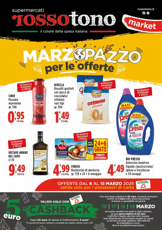 Volantino Supermercati Rossotono Market a Sant'Arpino | Marzo pazzo | 6/3/2025 - 15/3/2025