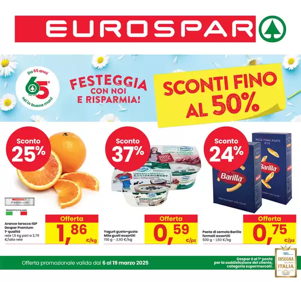 Volantino Eurospar a Rovereto | Sconti fino al 50%  | 6/3/2025 - 19/3/2025