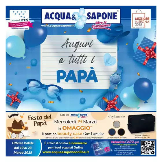 Volantino Acqua & Sapone a Rosolini | Auguri a tutti i papa | 10/3/2025 - 23/3/2025