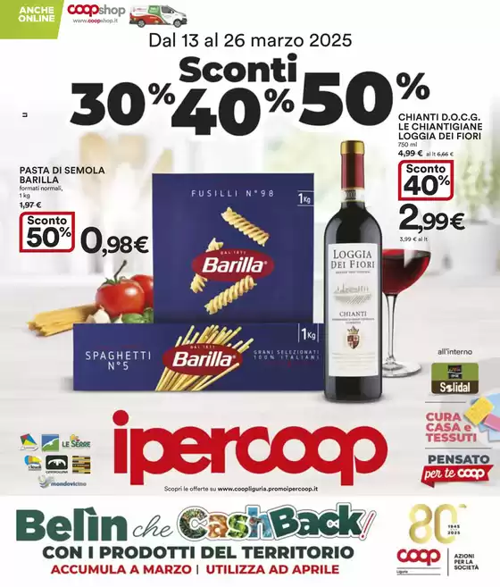 Volantino Ipercoop a Sarzana | Sconti 30% - 40% - 50% | 13/3/2025 - 26/3/2025