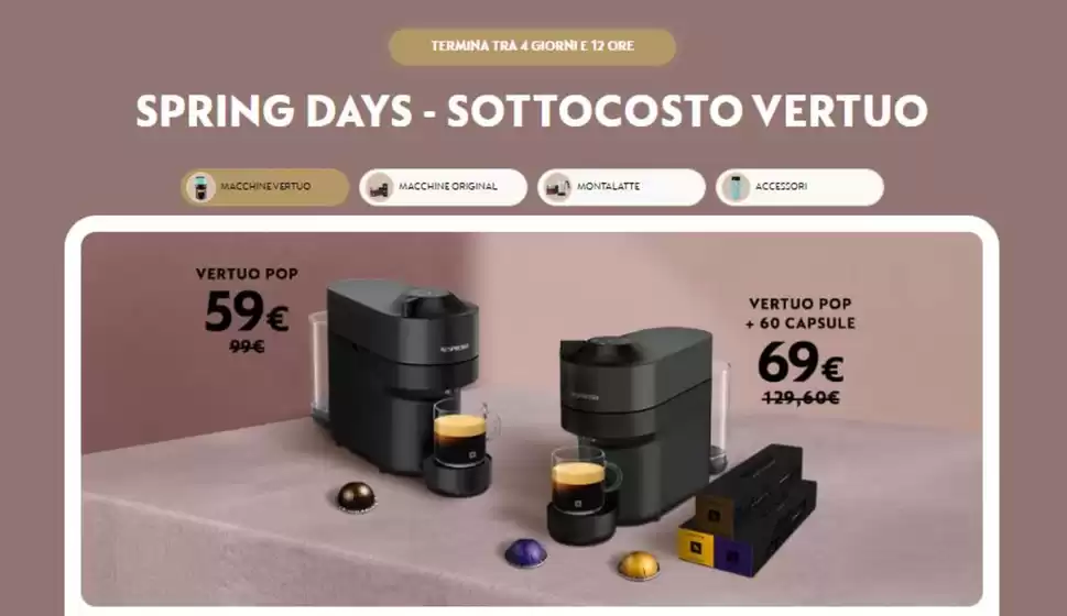 Volantino Nespresso a Bologna | Spring Days - Sottocosto vertuo | 12/3/2025 - 16/3/2025