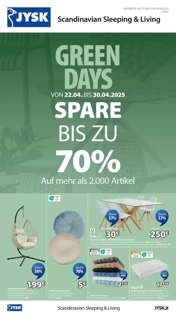 Volantino JYSK | Green days | 22/4/2025 - 30/4/2025