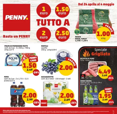 Volantino PENNY | Tutto a 1€ 1.5€ 2€ 3€ | 24/4/2025 - 4/5/2025