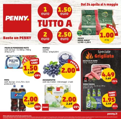 Offerte di Discount a Pesaro | Tutto a 1€ 1.5€ 2€ 3€ in PENNY | 24/4/2025 - 4/5/2025