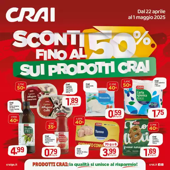 Volantino Crai a Rieti | Sconti fino al 50% | 22/4/2025 - 1/5/2025