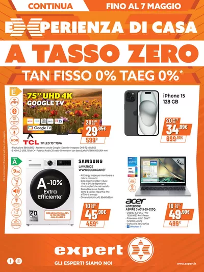Offerte di Elettronica a Bologna | Experienza di casa a tasso 0 continua! in Expert | 22/4/2025 - 7/5/2025