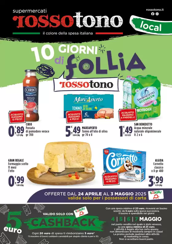 Volantino Supermercati Rossotono Local a Melito di Porto Salvo | 10 giorni di follia | 24/4/2025 - 3/5/2025