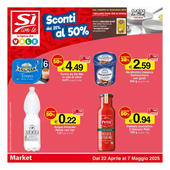Volantino Si con te market | Sconti dal 25% al 50% | 22/4/2025 - 7/5/2025