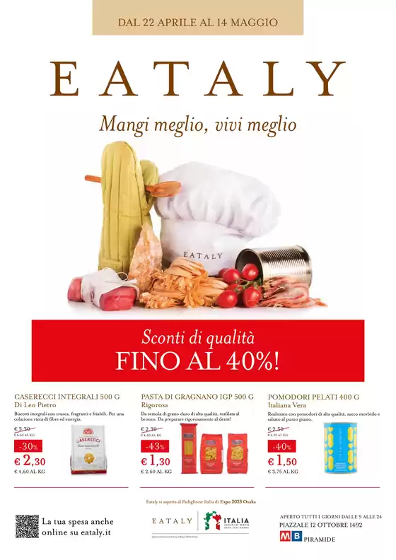 Volantino Eataly a Roma | DAL 22 APRILE AL 14 MAGGIO | 22/4/2025 - 14/5/2025