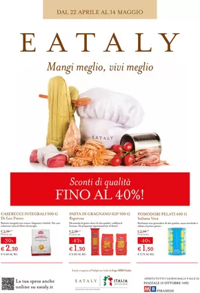 Offerte di Ristoranti a Guidonia Montecelio | DAL 22 APRILE AL 14 MAGGIO in Eataly | 22/4/2025 - 14/5/2025