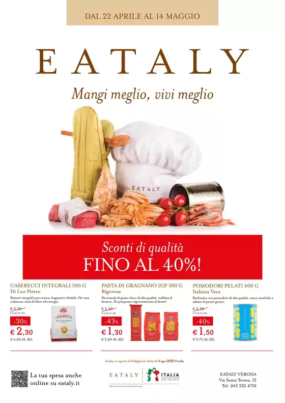 Volantino Eataly a Verona | DAL 22 APRILE AL 14 MAGGIO | 22/4/2025 - 14/5/2025