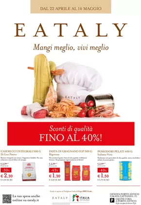 Offerte di Ristoranti a Genova | DAL 22 APRILE AL 14 MAGGIO in Eataly | 22/4/2025 - 14/5/2025