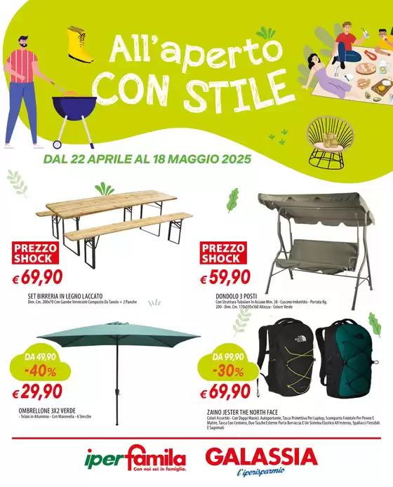 Volantino Iperfamila a San Bonifacio | All'aperto con stile | 22/4/2025 - 18/5/2025