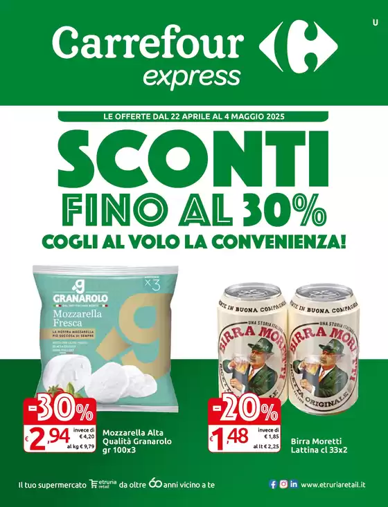 Volantino Carrefour Express a Spoleto | Sconti fino al 30% | 22/4/2025 - 4/5/2025