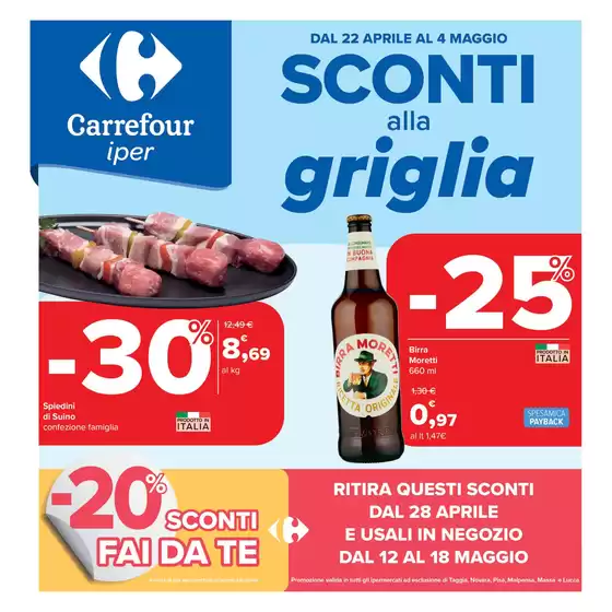 Volantino Carrefour Ipermercati a Borgosesia | Sconti alla griglia | 22/4/2025 - 4/5/2025