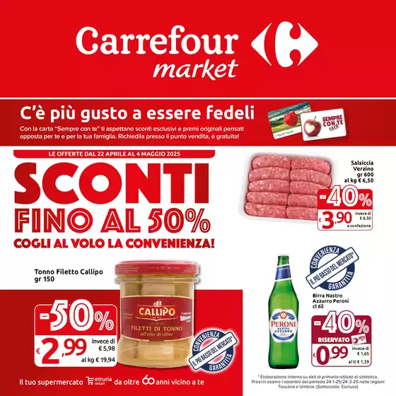 Volantino Carrefour Market a Siena | Sconti fino al 50% | 22/4/2025 - 4/5/2025