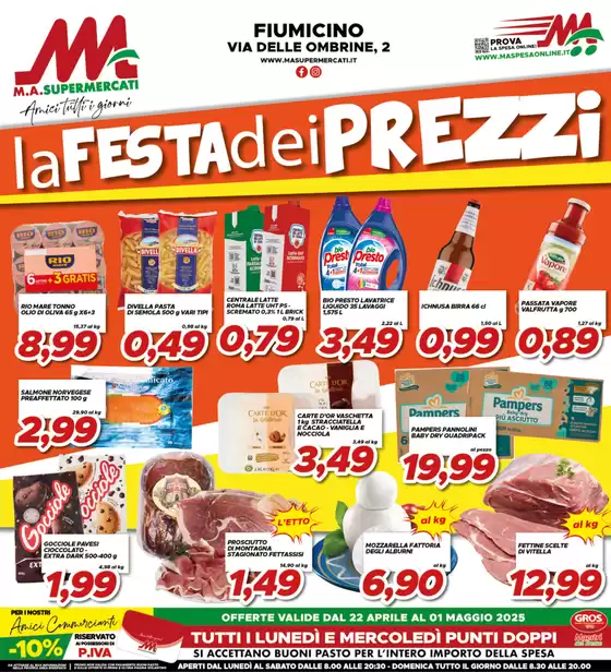 Volantino MA Supermercati a Tivoli | La festa dei prezzi | 22/4/2025 - 1/5/2025