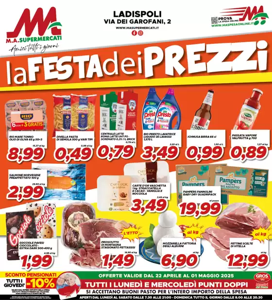 Volantino MA Supermercati a Ladispoli | La festa dei prezzi | 22/4/2025 - 1/5/2025