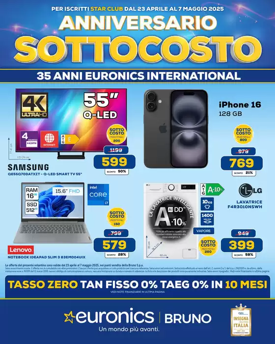 Volantino Euronics a Como | Anniversario sottocosto | 23/4/2025 - 7/5/2025