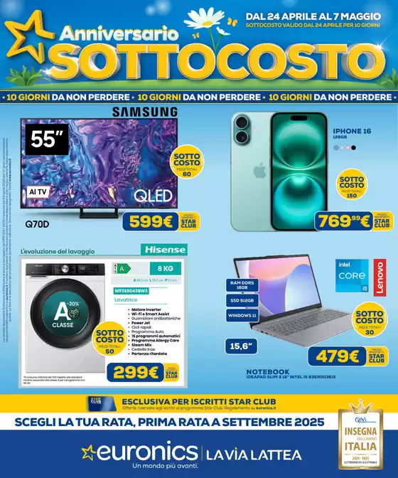 Volantino Euronics a Messina | Anniversario Sottocosto | 24/4/2025 - 7/5/2025