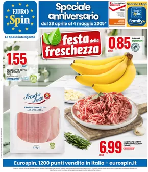 Volantino Eurospin a Pieve Torina | SPECIALE ANNIVERSARIO: FESTA DELLA FRESCHEZZA | 28/4/2025 - 4/5/2025