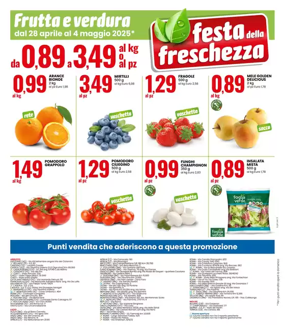 Volantino Eurospin a Rieti | SPECIALE ANNIVERSARIO: FESTA DELLA FRESCHEZZA | 28/4/2025 - 4/5/2025