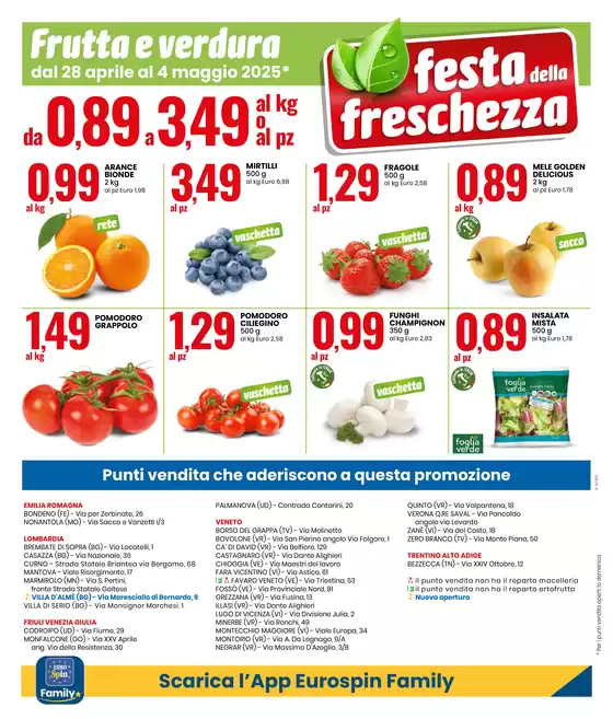 Volantino Eurospin a Brembate di Sopra | SPECIALE ANNIVERSARIO: FESTA DELLA FRESCHEZZA | 28/4/2025 - 4/5/2025
