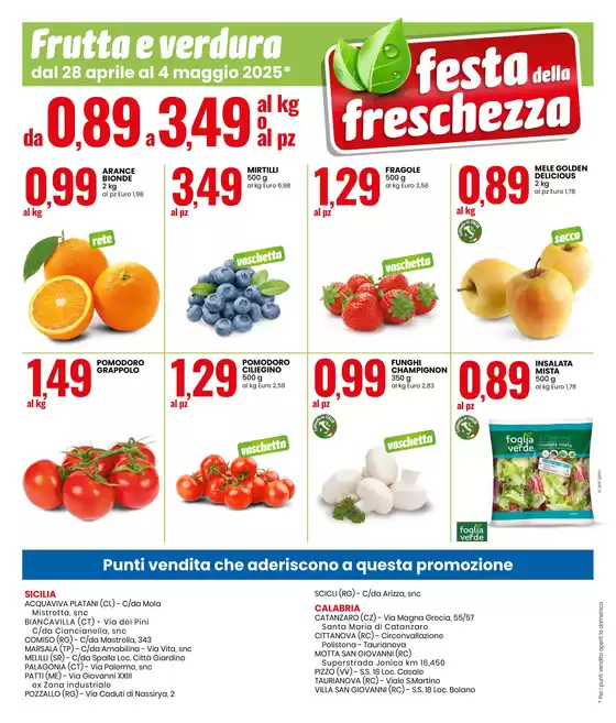 Volantino Eurospin a Comiso | SPECIALE ANNIVERSARIO: FESTA DELLA FRESCHEZZA | 28/4/2025 - 4/5/2025