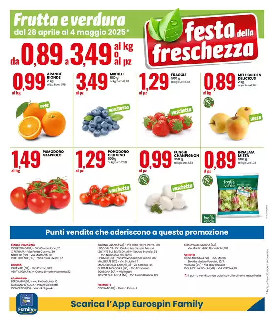 Volantino Eurospin a Serravalle Scrivia | SPECIALE ANNIVERSARIO: FESTA DELLA FRESCHEZZA | 28/4/2025 - 4/5/2025