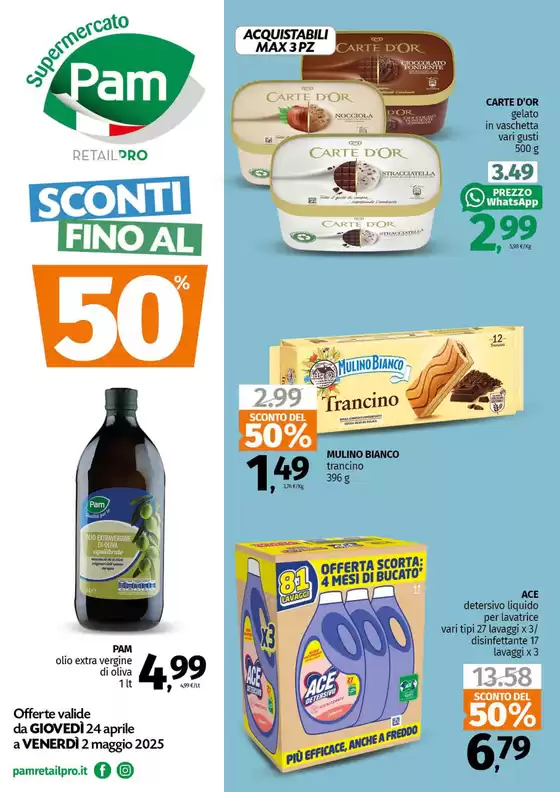 Volantino Pam RetailPro a Benevento | Sconti fino al 50% | 28/4/2025 - 2/5/2025