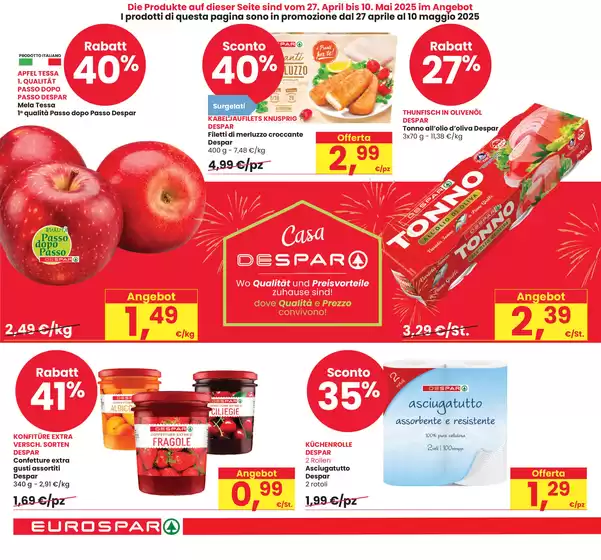 Volantino Eurospar a Bressanone | Sconti fino al 40% | 28/4/2025 - 14/5/2025