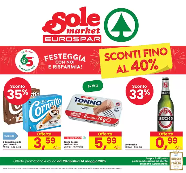 Volantino Eurospar a Treviso | Sconti fino al 40%  | 28/4/2025 - 14/5/2025