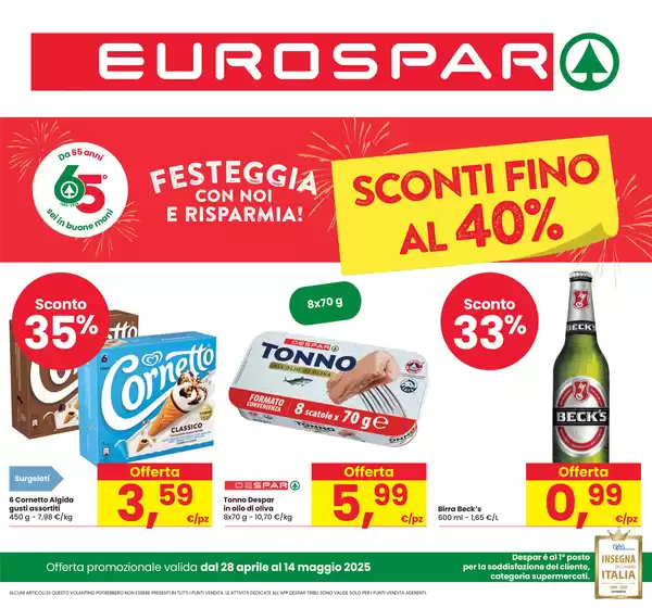 Volantino Eurospar a Limena | SCONTI FINO AL 40%  | 28/4/2025 - 14/5/2025