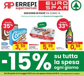 Volantino Eurospar a Jesolo | SCONTI FINO AL 40%  | 28/4/2025 - 14/5/2025