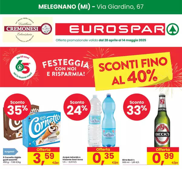 Volantino Eurospar a Milano | SCONTI FINO AL 40% | 28/4/2025 - 14/5/2025