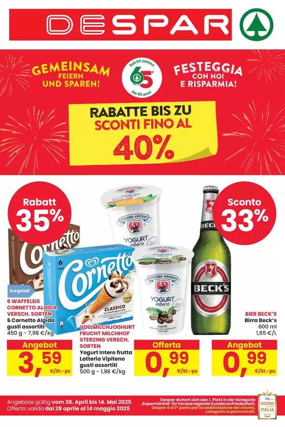 Volantino Despar a Merano | Sconti fino al 40% | 28/4/2025 - 14/5/2025
