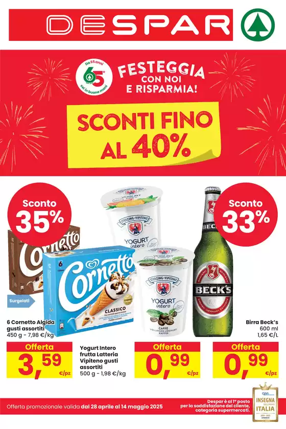 Volantino Despar a Coriano | Sconti fino al 40% | 28/4/2025 - 14/5/2025