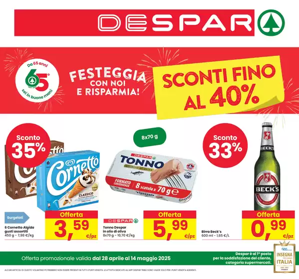 Volantino Despar a Sesto al Reghena | SCONTI FINO AL 40% | 28/4/2025 - 14/5/2025