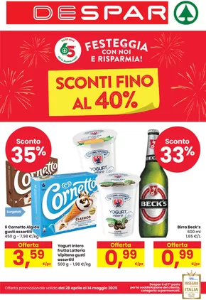 Volantino Despar a Tarcento | Sconti fino al 40% | 28/4/2025 - 14/5/2025